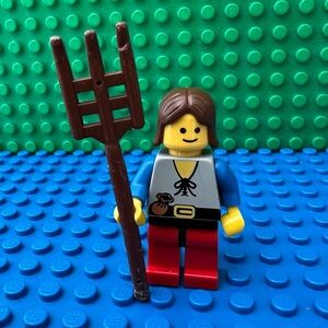 Lego Minifigure Classic Castle Peasant Red Legs Brown Female Hair CAS220